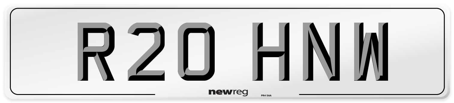 R20 HNW Number Plate from New Reg